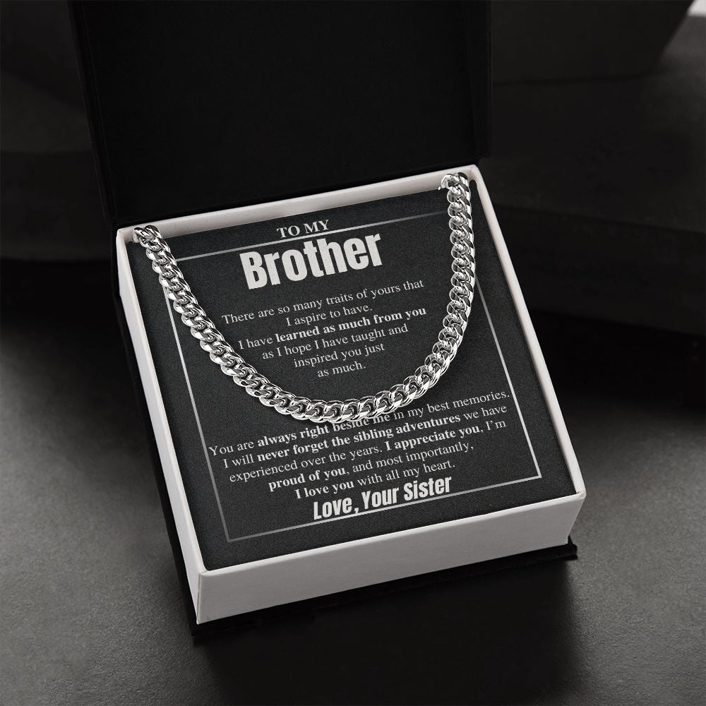 To My Brother Cuban Chain Gift