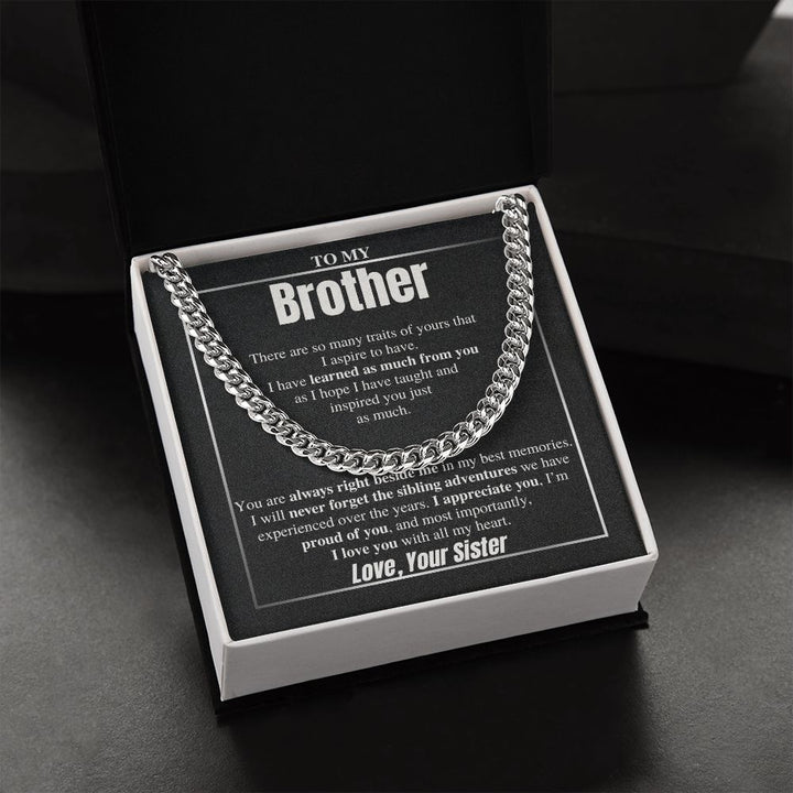 To My Brother Cuban Chain Gift