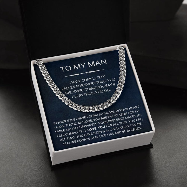 To My Man Cuban Chain Necklace Gift