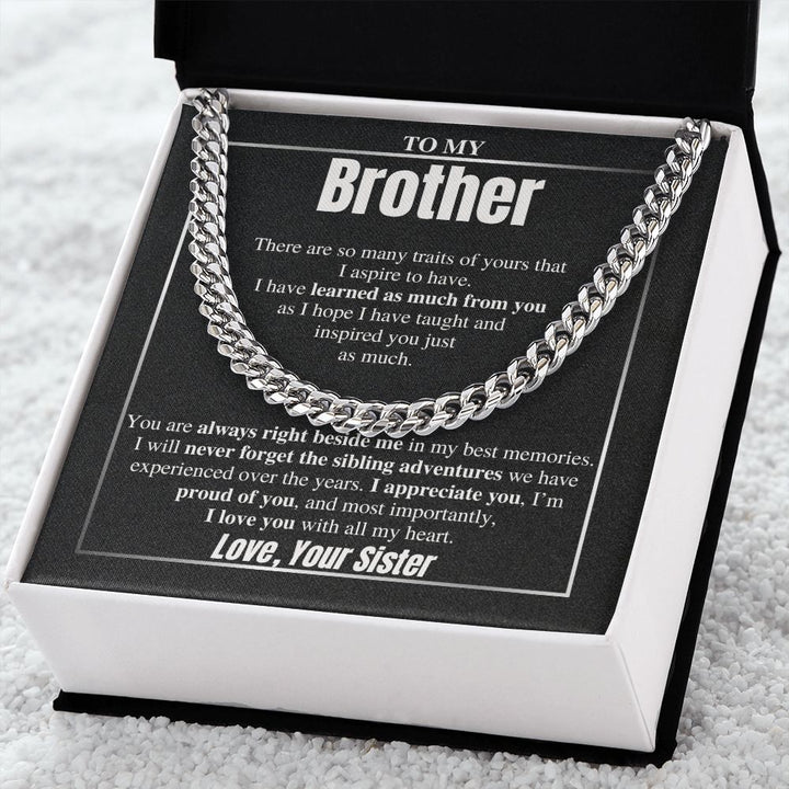 To My Brother Cuban Chain Gift