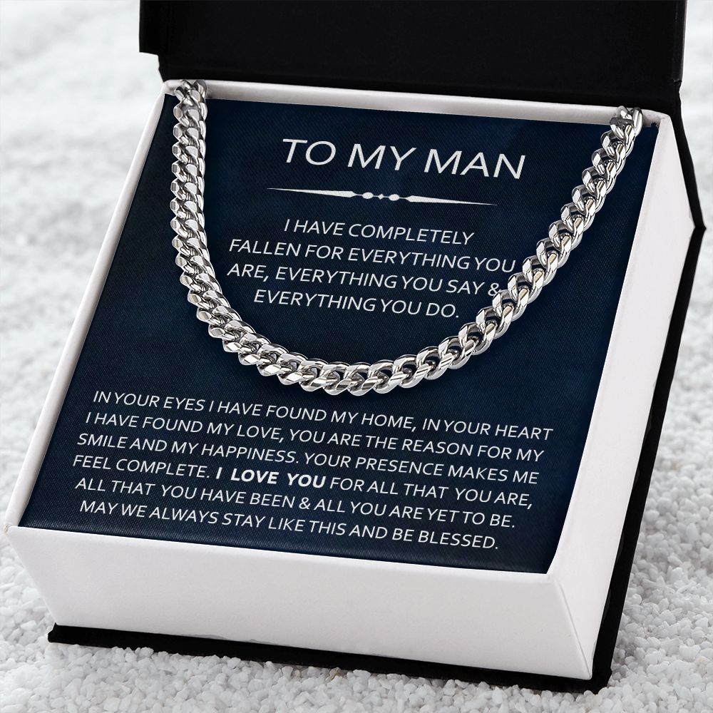 To My Man Cuban Chain Necklace Gift