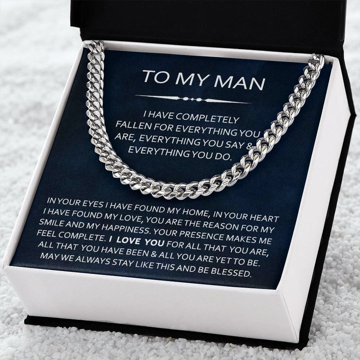 To My Man Cuban Chain Necklace Gift