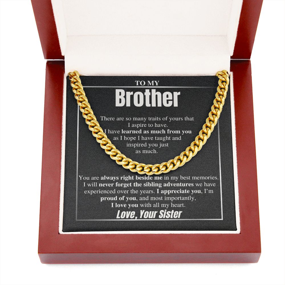 To My Brother Cuban Chain Gift