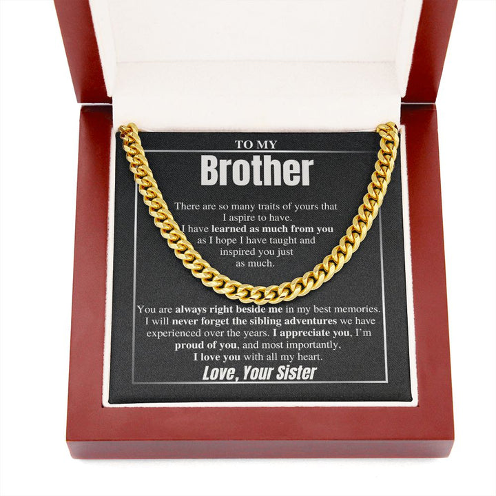 To My Brother Cuban Chain Gift