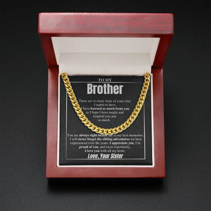 To My Brother Cuban Chain Gift