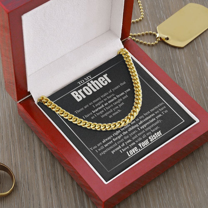 To My Brother Cuban Chain Gift
