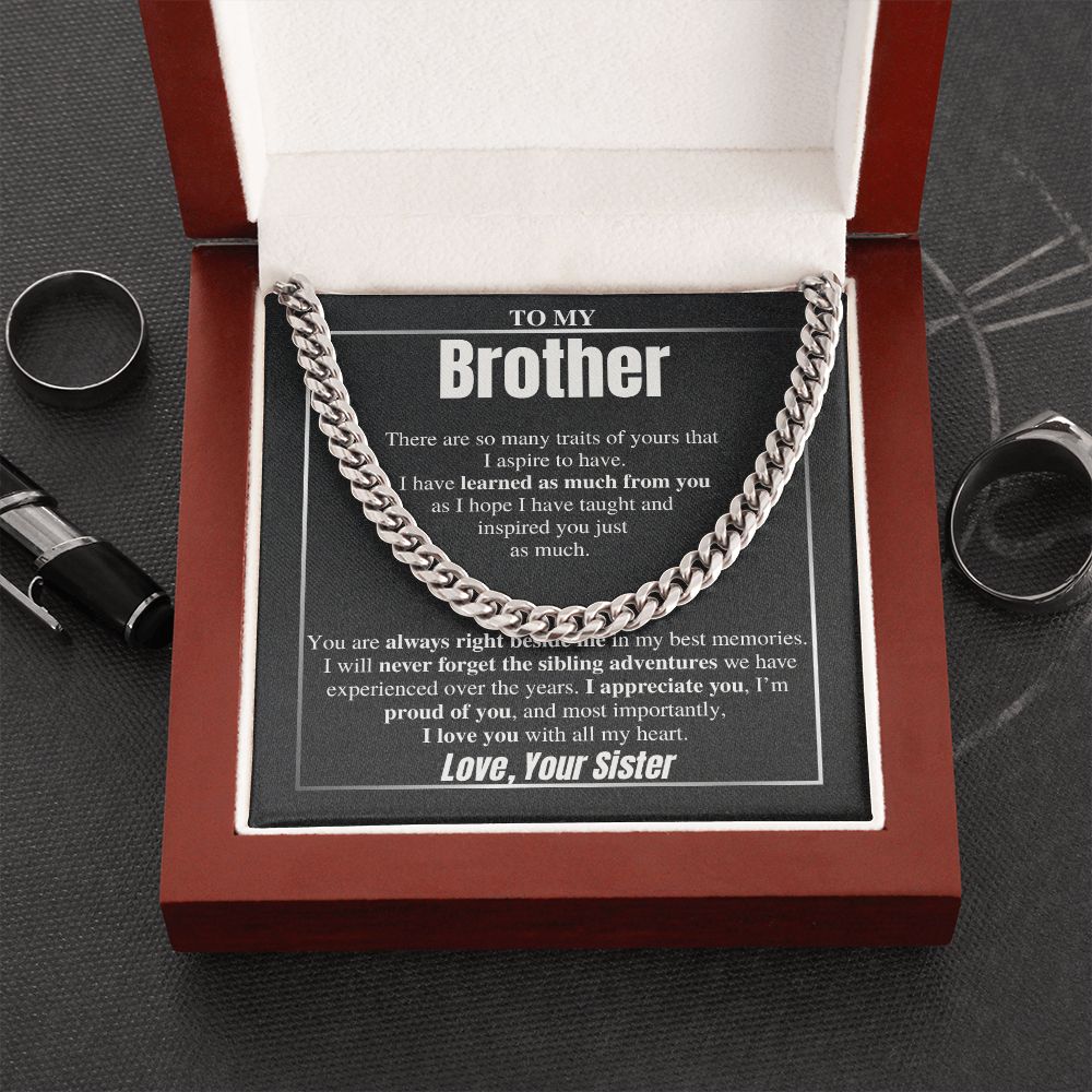 To My Brother Cuban Chain Gift
