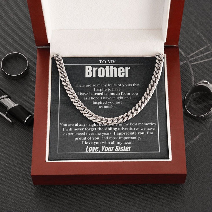 To My Brother Cuban Chain Gift