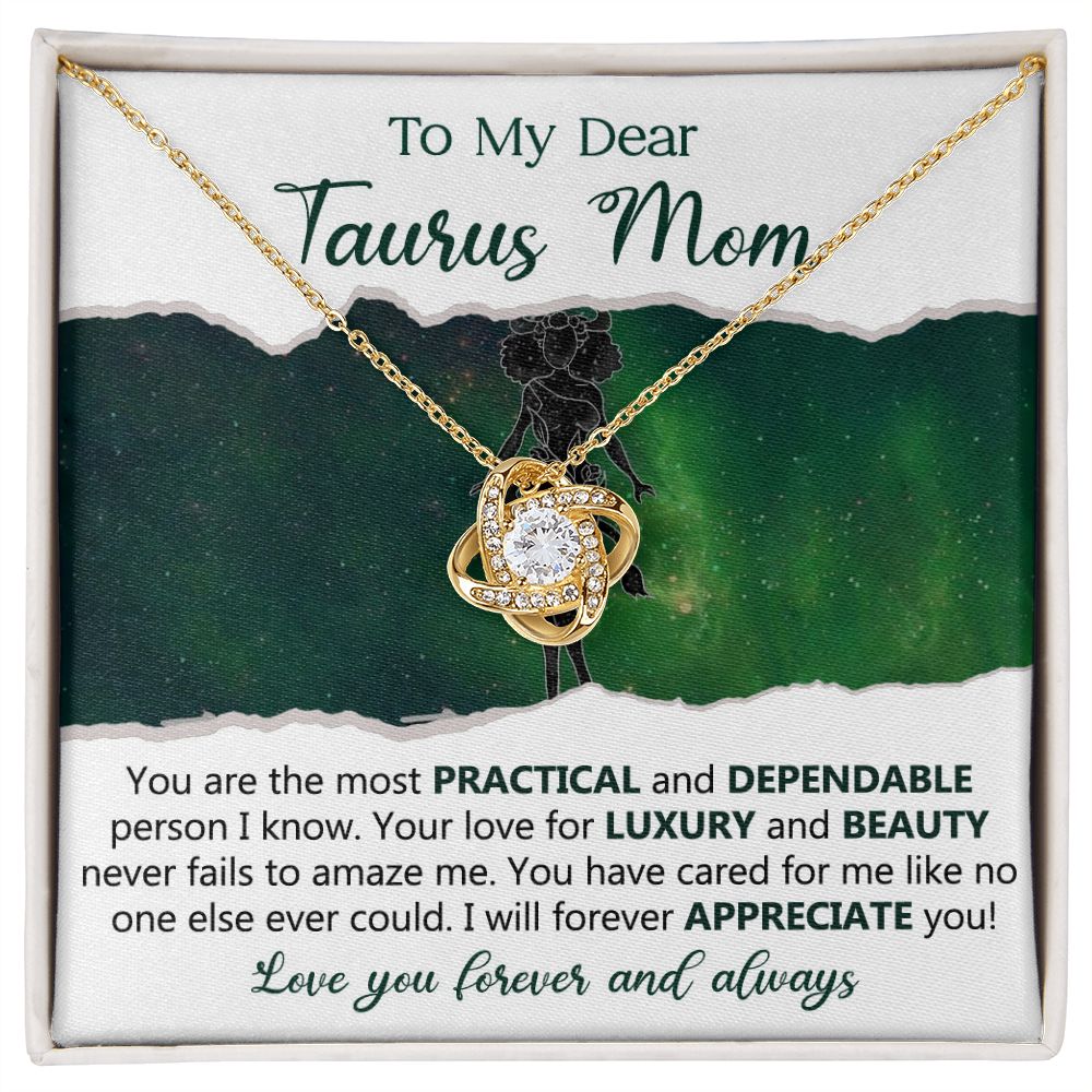 Taurus Mom Love Knot Necklace Gift