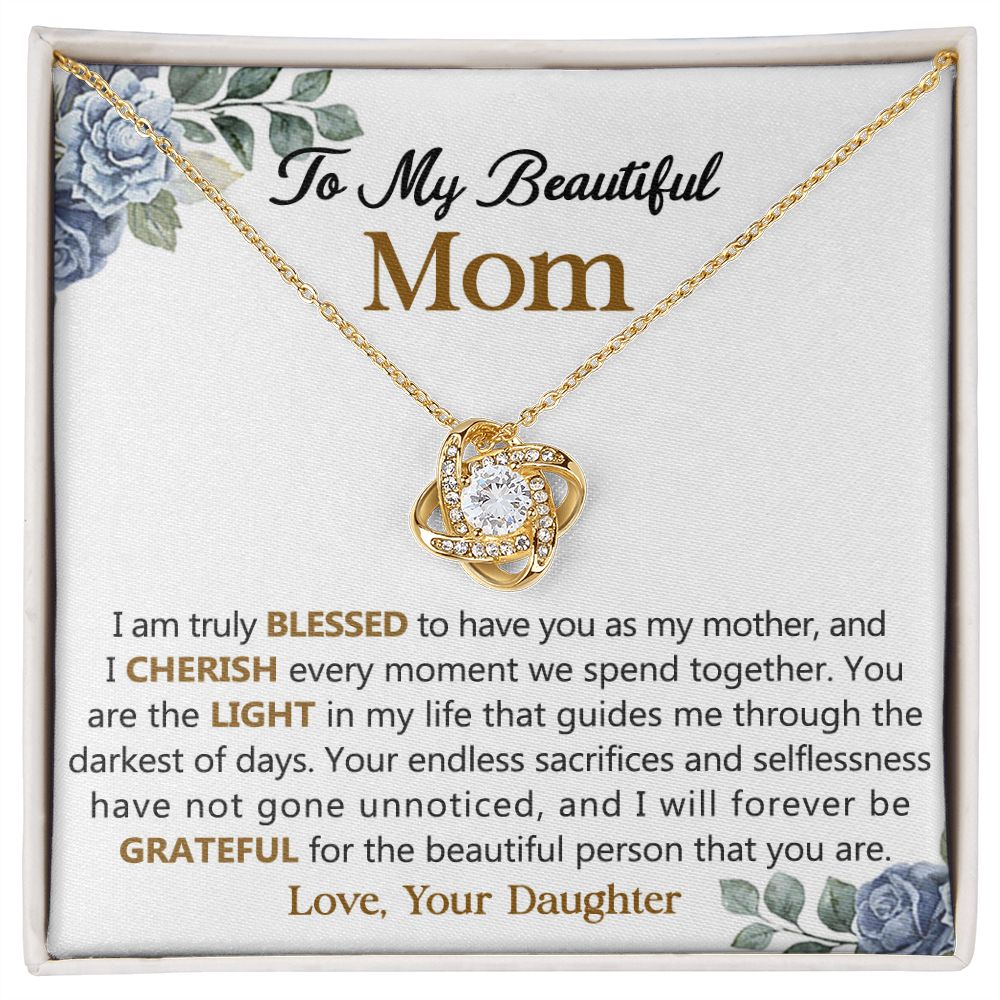 To My Beautiful Mom Necklace From Daughter