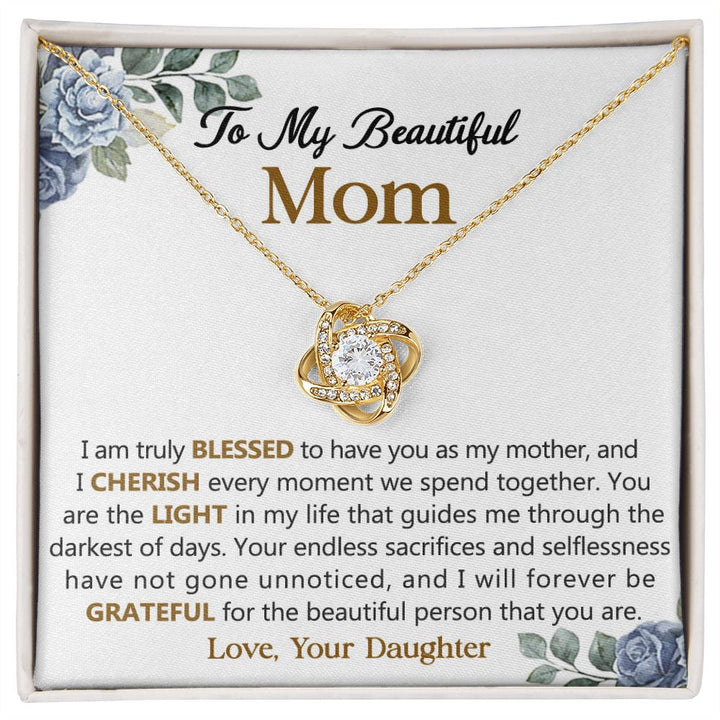 To My Beautiful Mom Necklace From Daughter