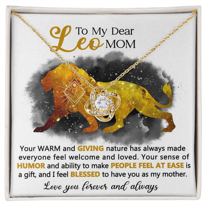 Leo Mom Love Knot Necklace Gift