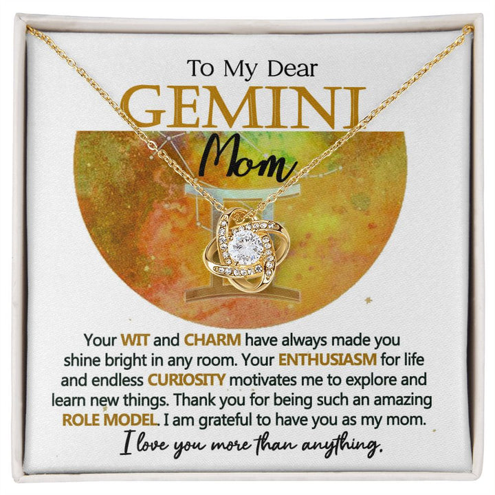 Gemini Mom Love Knot Necklace Gift