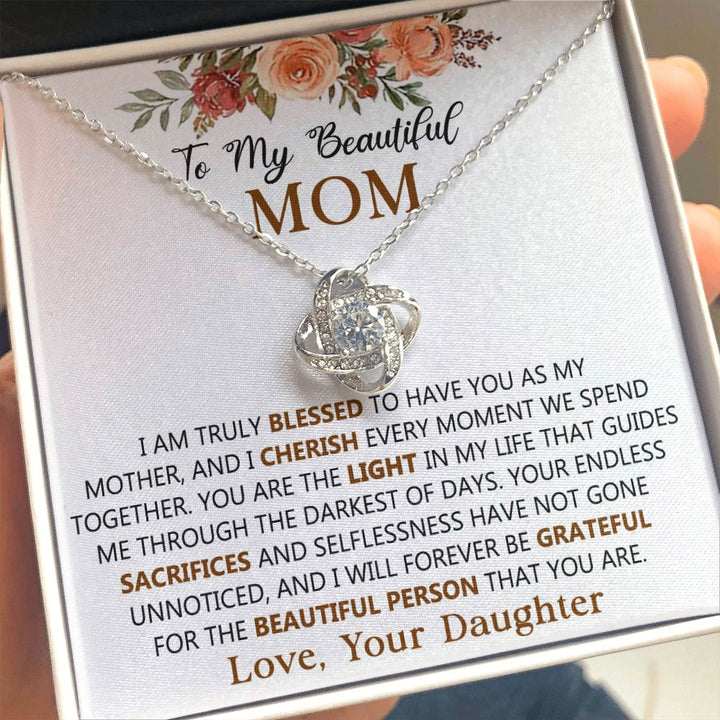 To My Beautiful Mom Knot Necklace