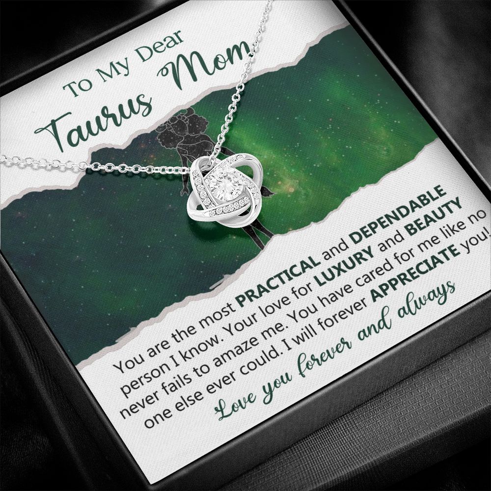 Taurus Mom Love Knot Necklace Gift