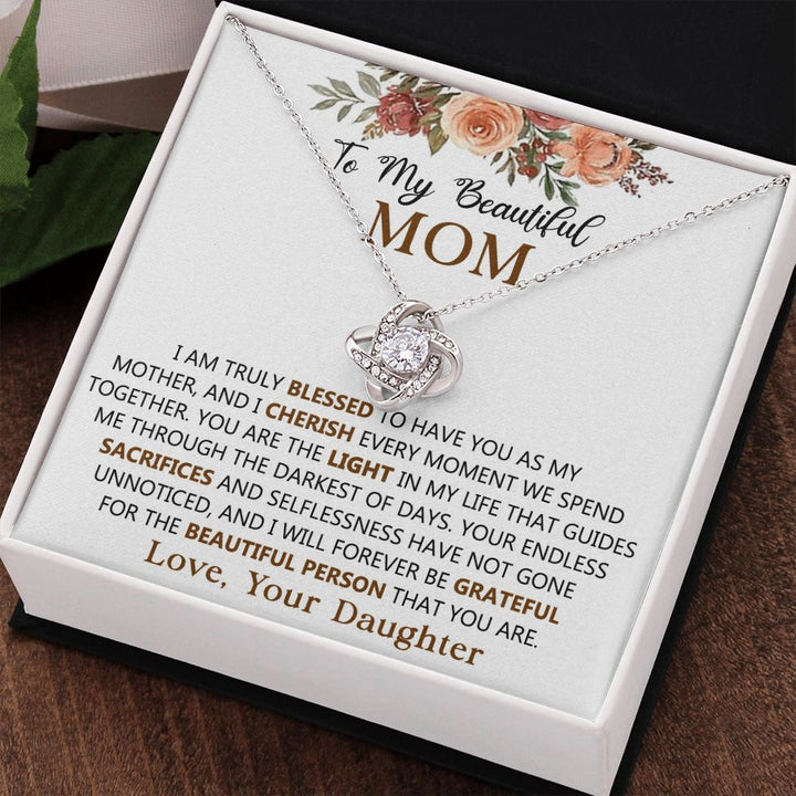 To My Beautiful Mom Knot Necklace