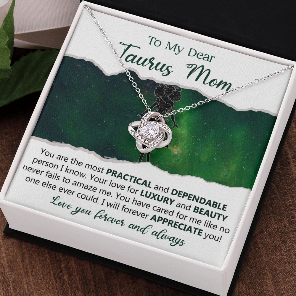 Taurus Mom Love Knot Necklace Gift