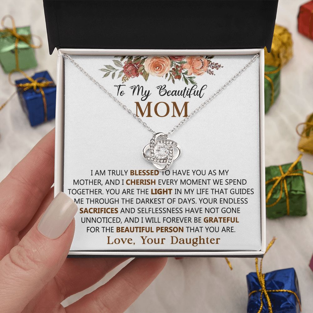 To My Beautiful Mom Knot Necklace