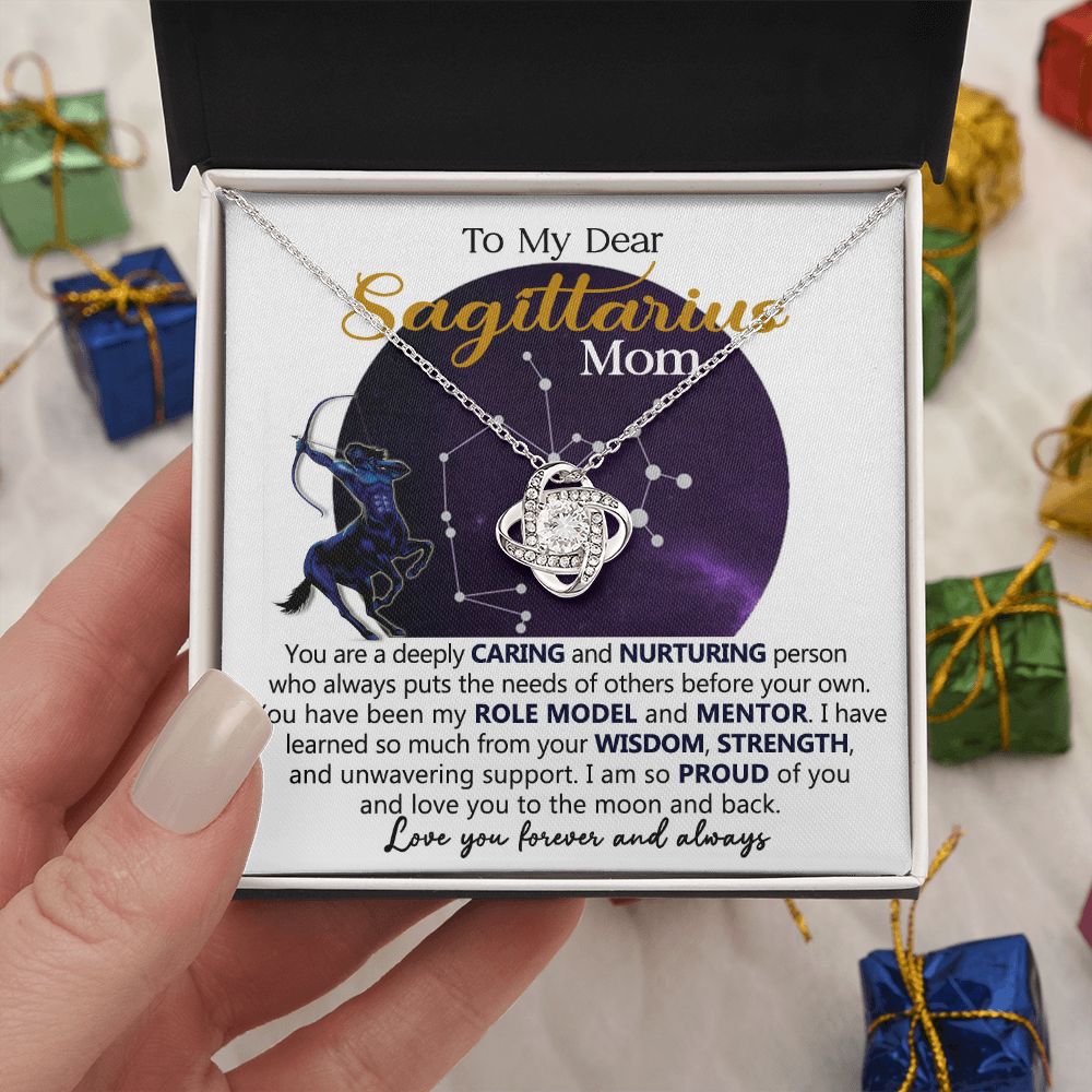 Sagittarius Mom Love Knot Necklace Gift