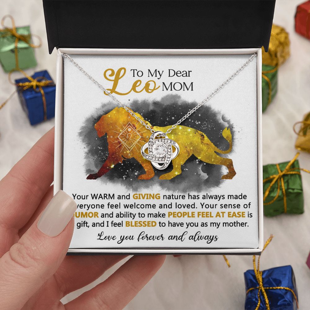Leo Mom Love Knot Necklace Gift
