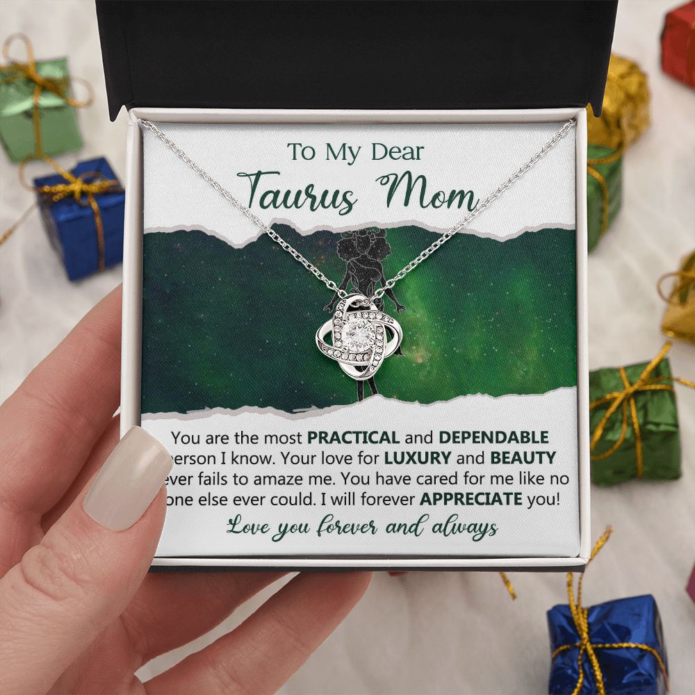 Taurus Mom Love Knot Necklace Gift