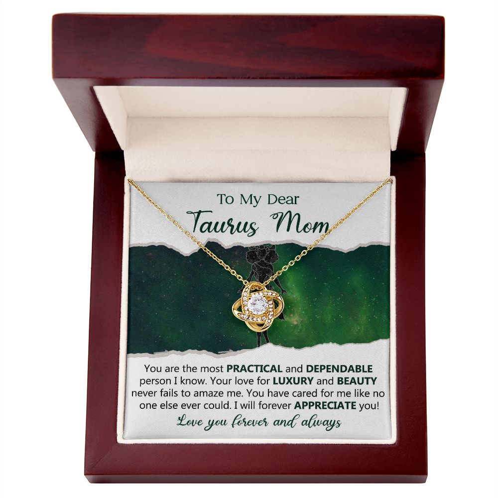 Taurus Mom Love Knot Necklace Gift