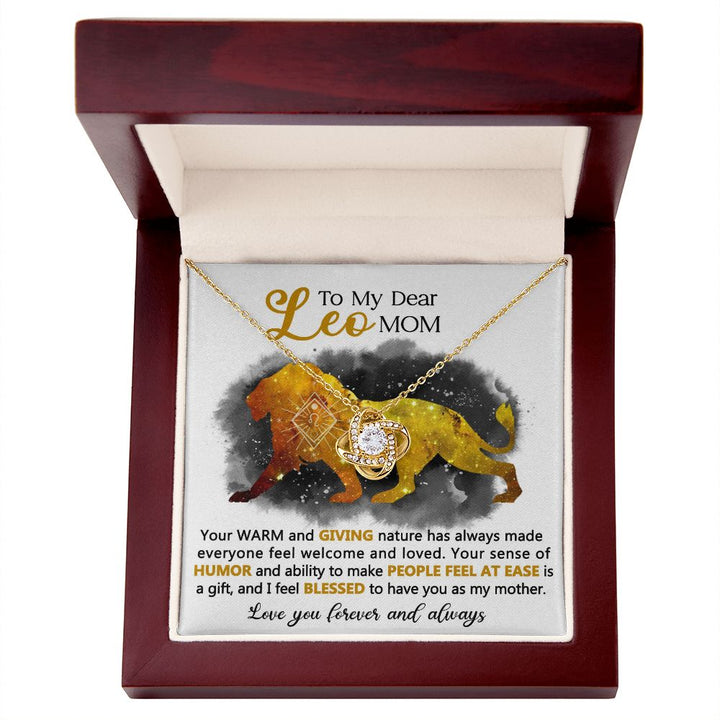 Leo Mom Love Knot Necklace Gift