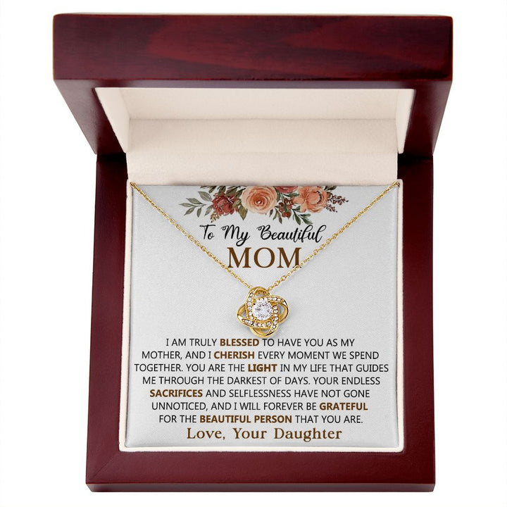 To My Beautiful Mom Knot Necklace