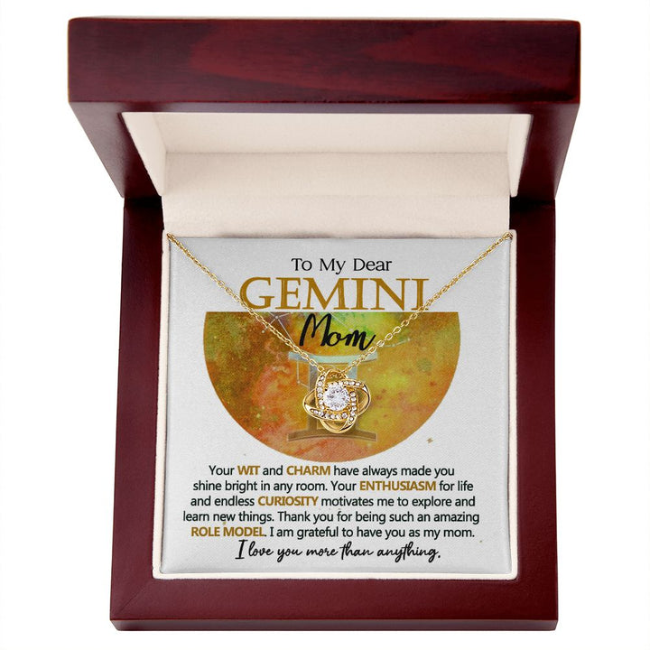 Gemini Mom Love Knot Necklace Gift
