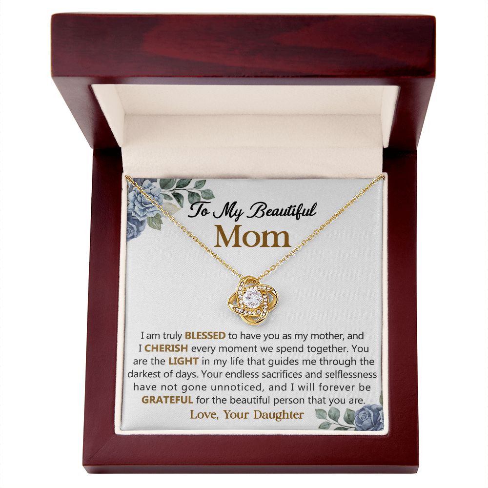 To My Beautiful Mom Necklace From Daughter