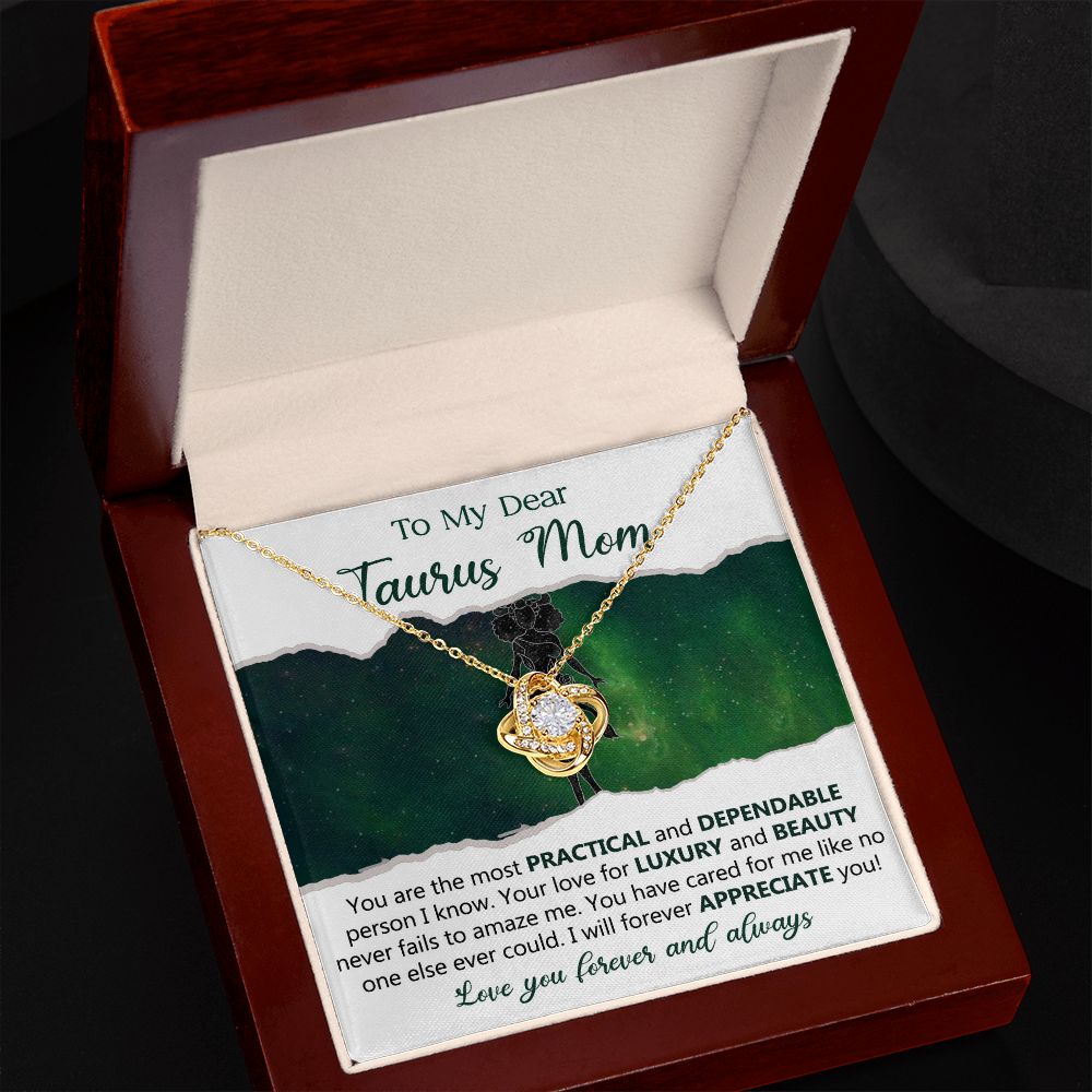 Taurus Mom Love Knot Necklace Gift