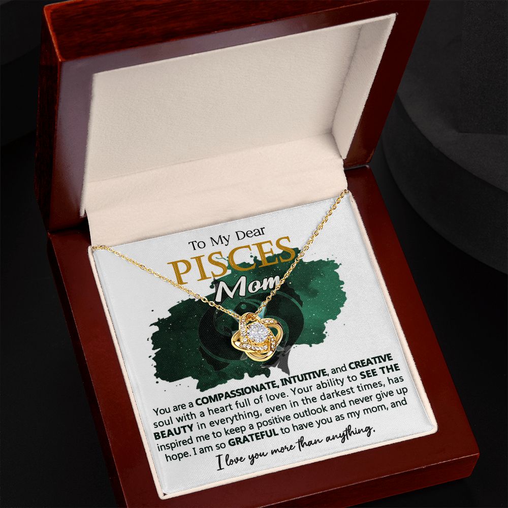 Pisces Mom Interlocking Hearts Necklace Gift