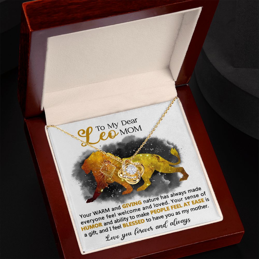 Leo Mom Love Knot Necklace Gift