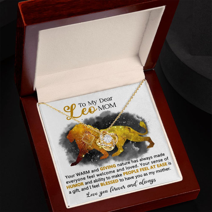 Leo Mom Love Knot Necklace Gift