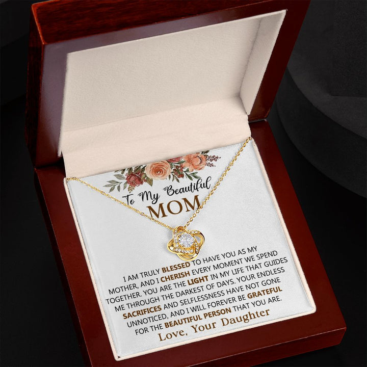 To My Beautiful Mom Knot Necklace