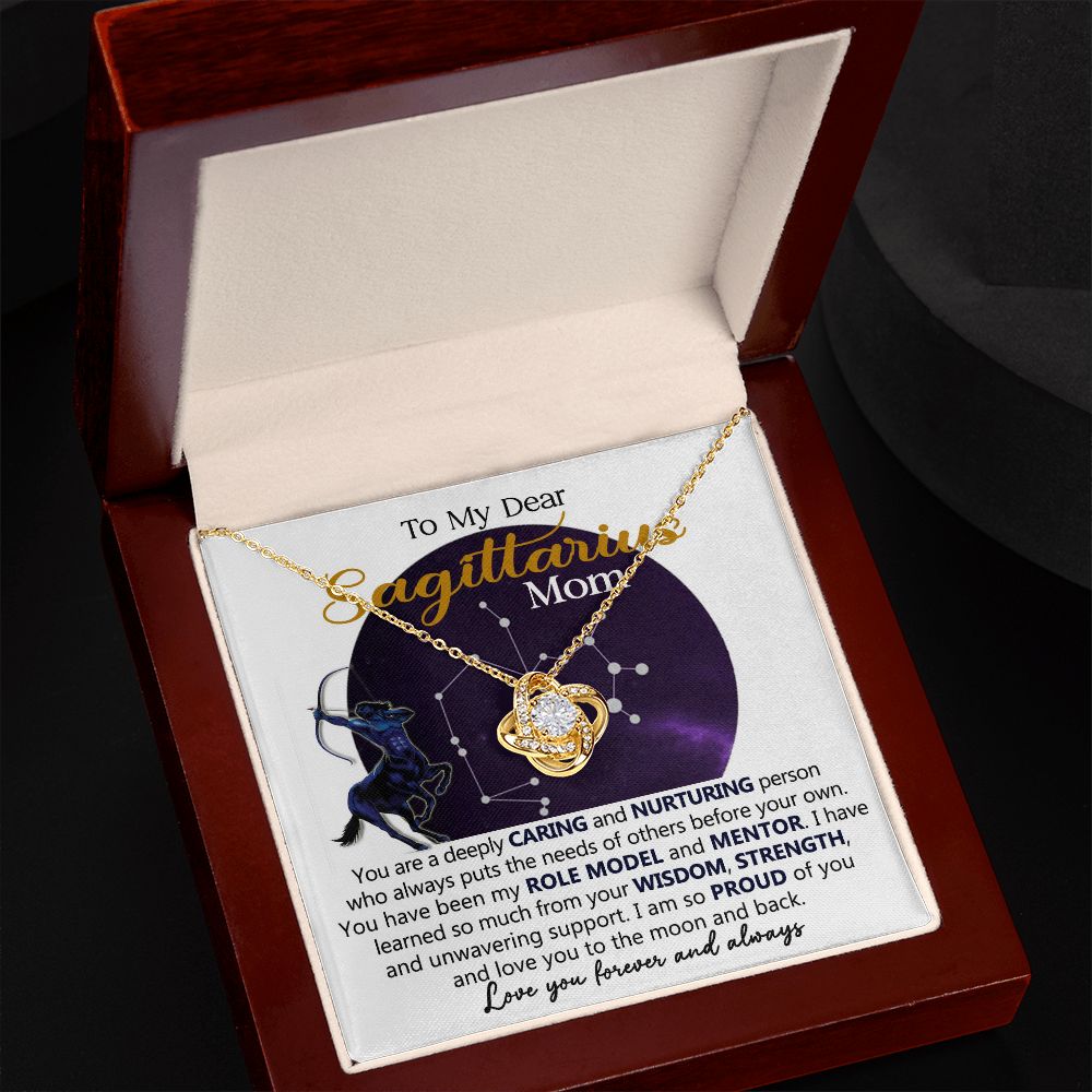 Sagittarius Mom Love Knot Necklace Gift