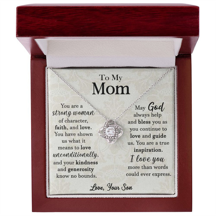 To My Mom Faith and Love Necklace from Son