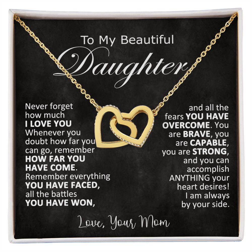 To My Daughter Heart Necklace Gift
