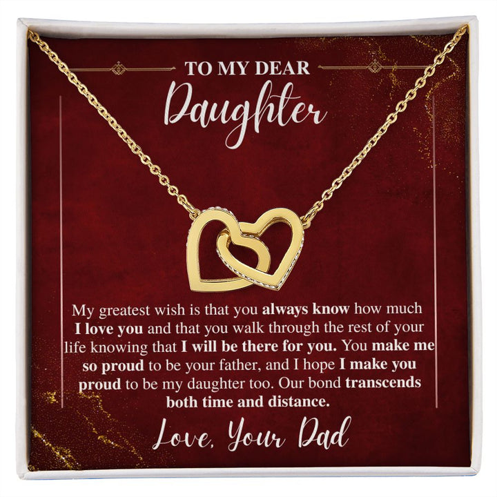To My Daughter Interlocking Hearts Necklace