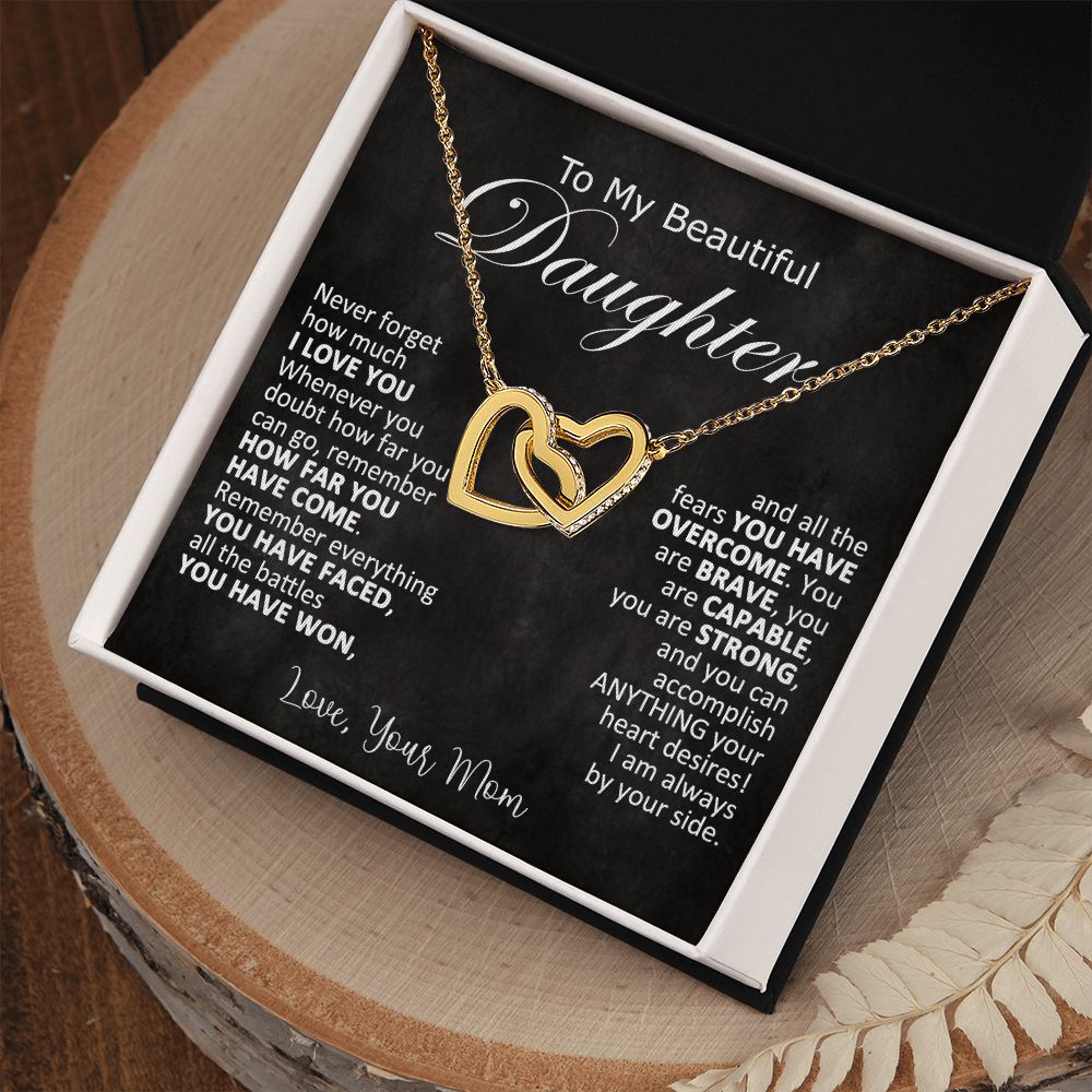 To My Daughter Heart Necklace Gift