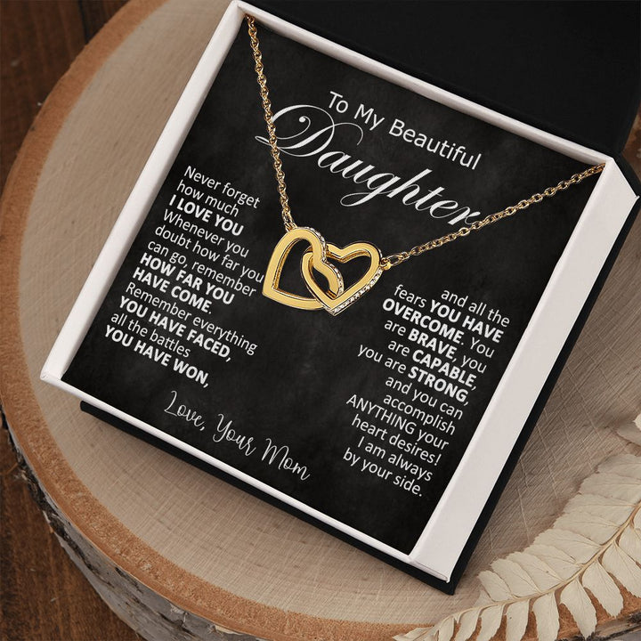To My Daughter Heart Necklace Gift