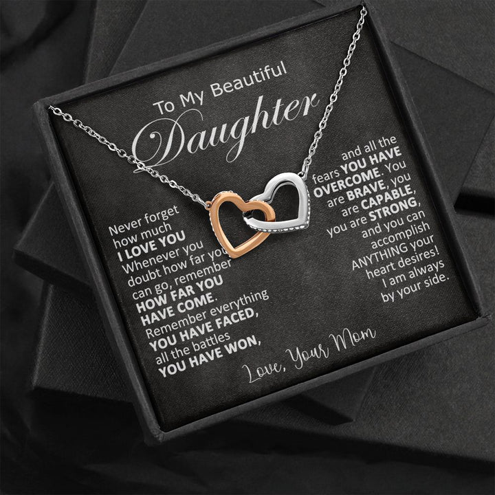 To My Daughter Heart Necklace Gift