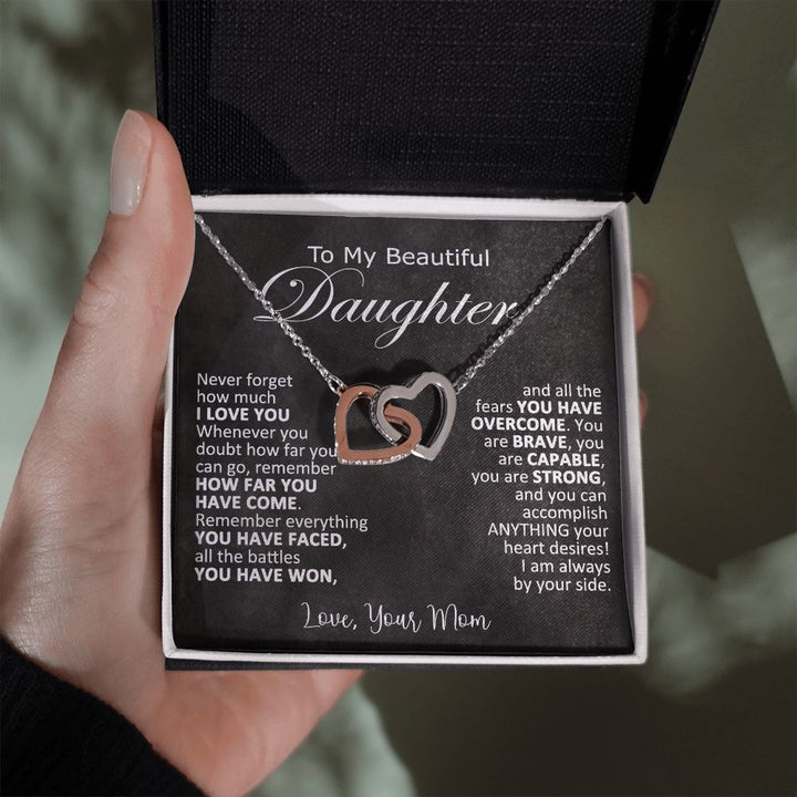 To My Daughter Heart Necklace Gift