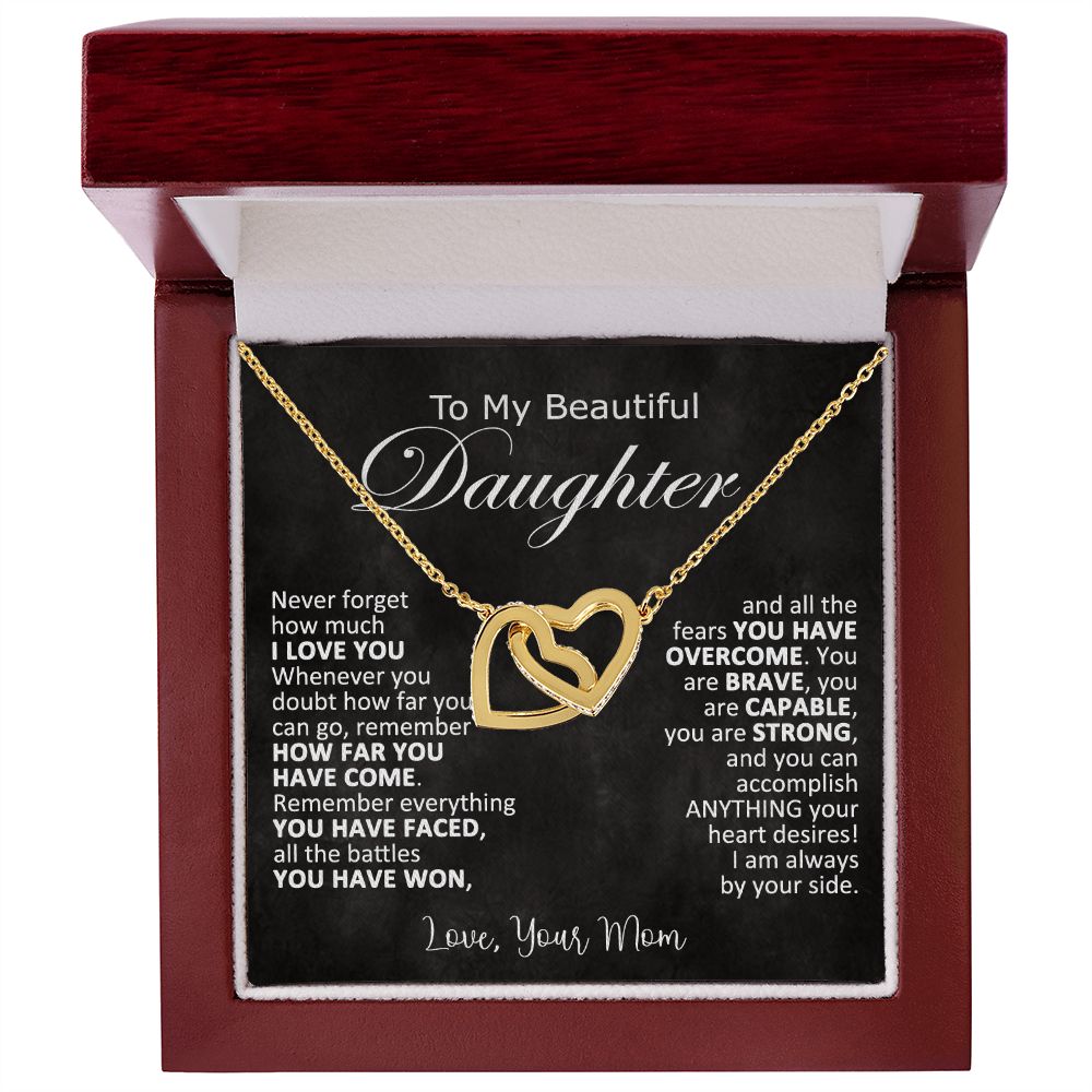 To My Daughter Heart Necklace Gift