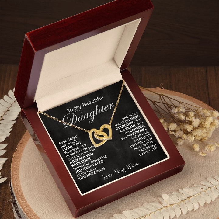 To My Daughter Heart Necklace Gift