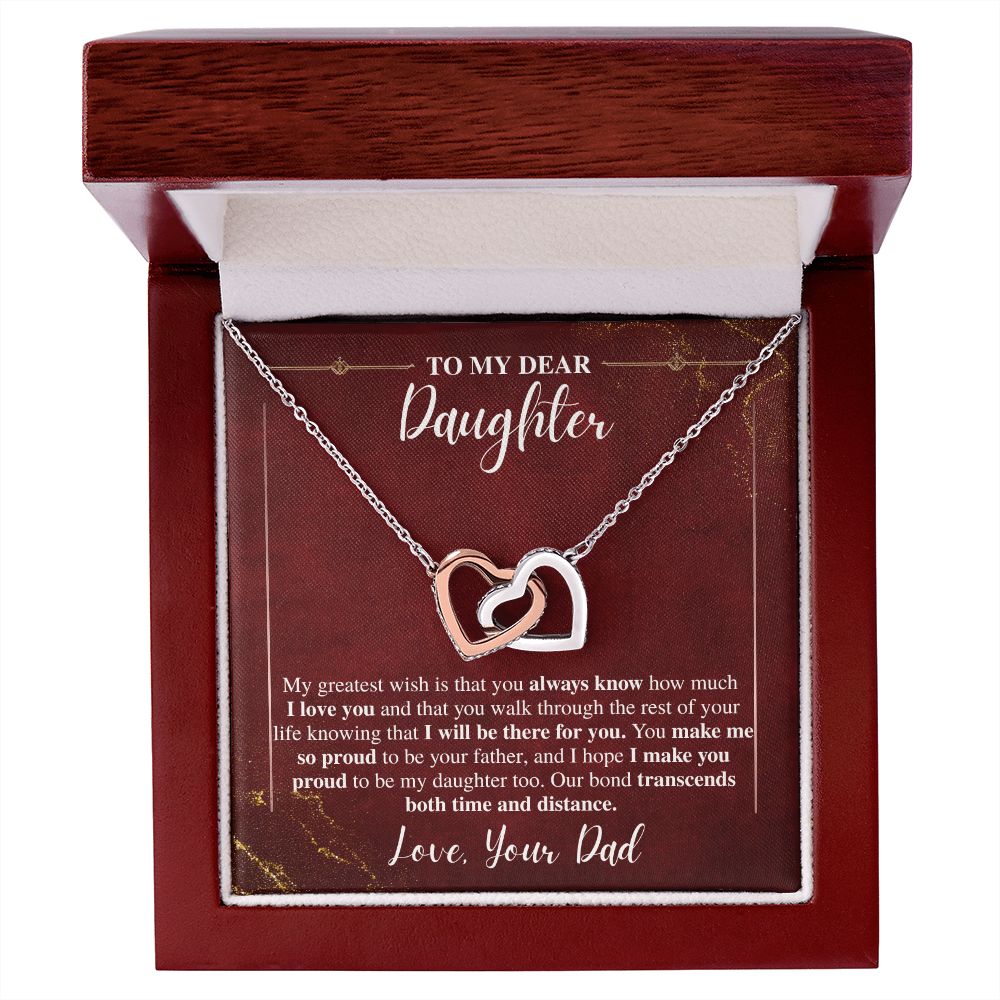 To My Daughter Interlocking Hearts Necklace