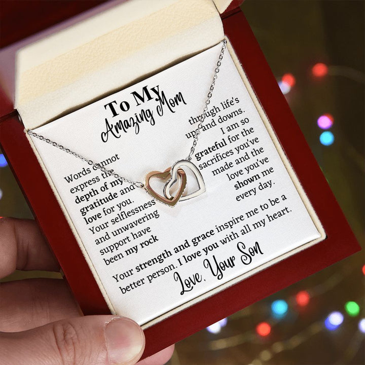 Interlocking Hearts Necklace Gift for Mom