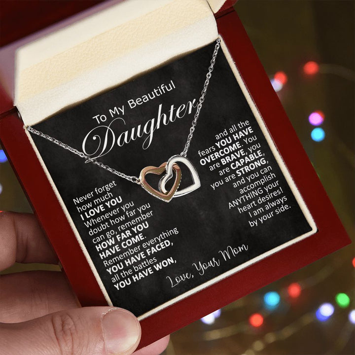 To My Daughter Heart Necklace Gift