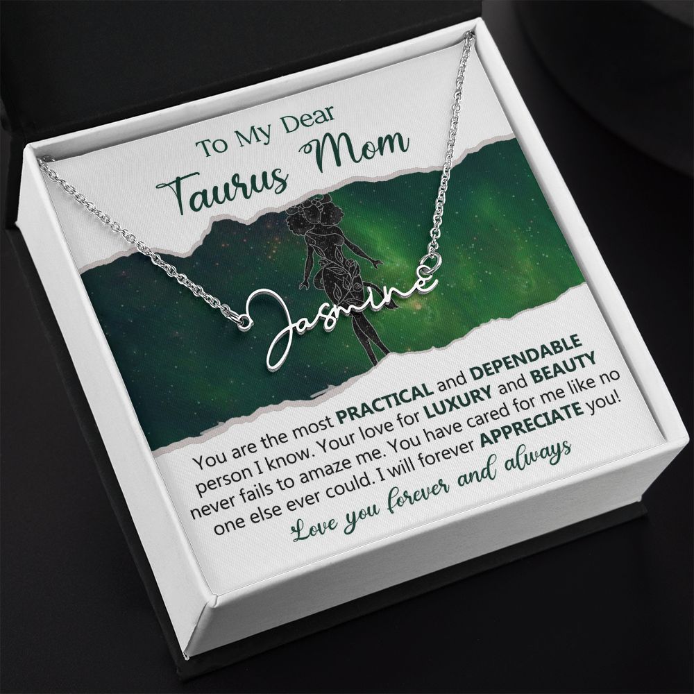 Taurus Mom Personalized Name Necklace Gift