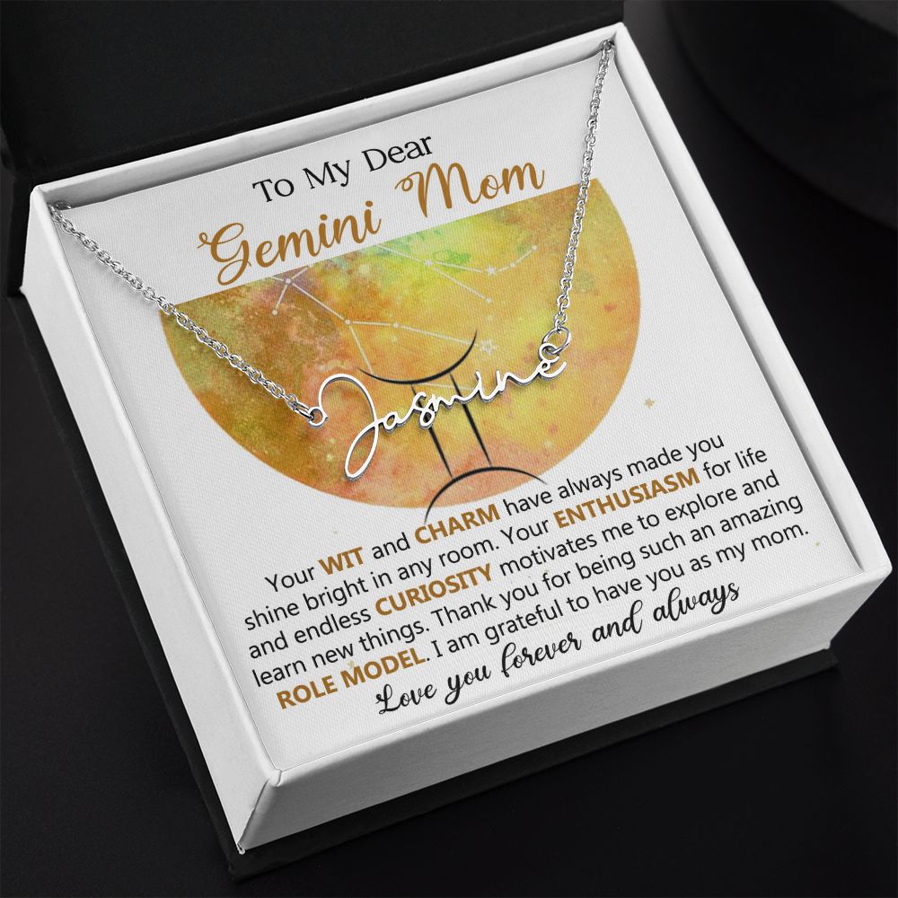 Gemini Mom Custom Name Necklace Gift